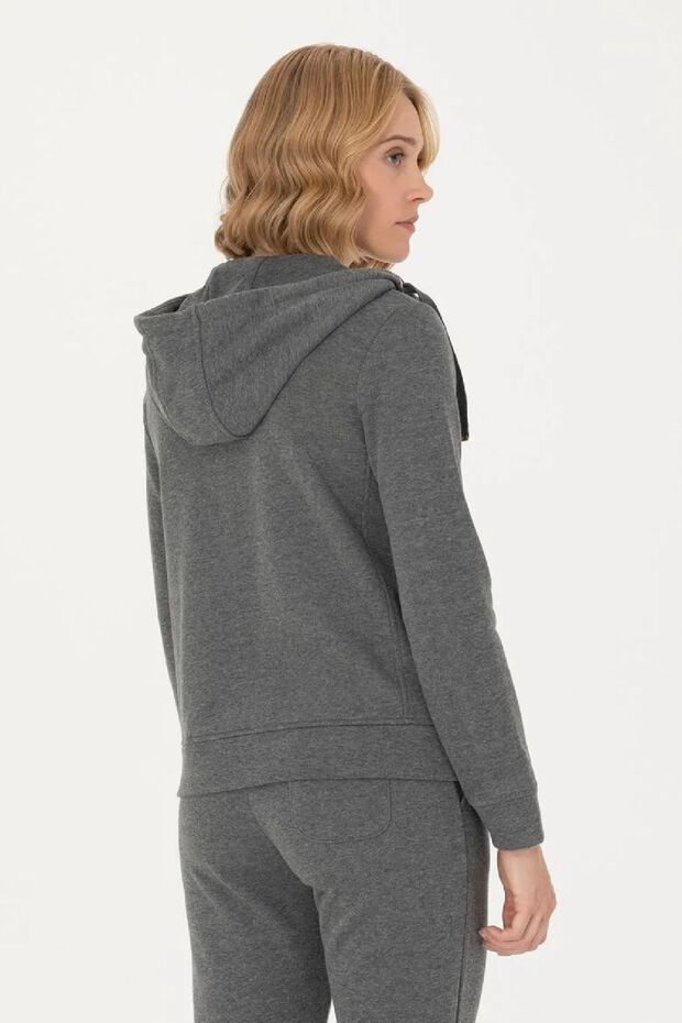Kadın Kapüşonlu Basic Sweatshirt - 2