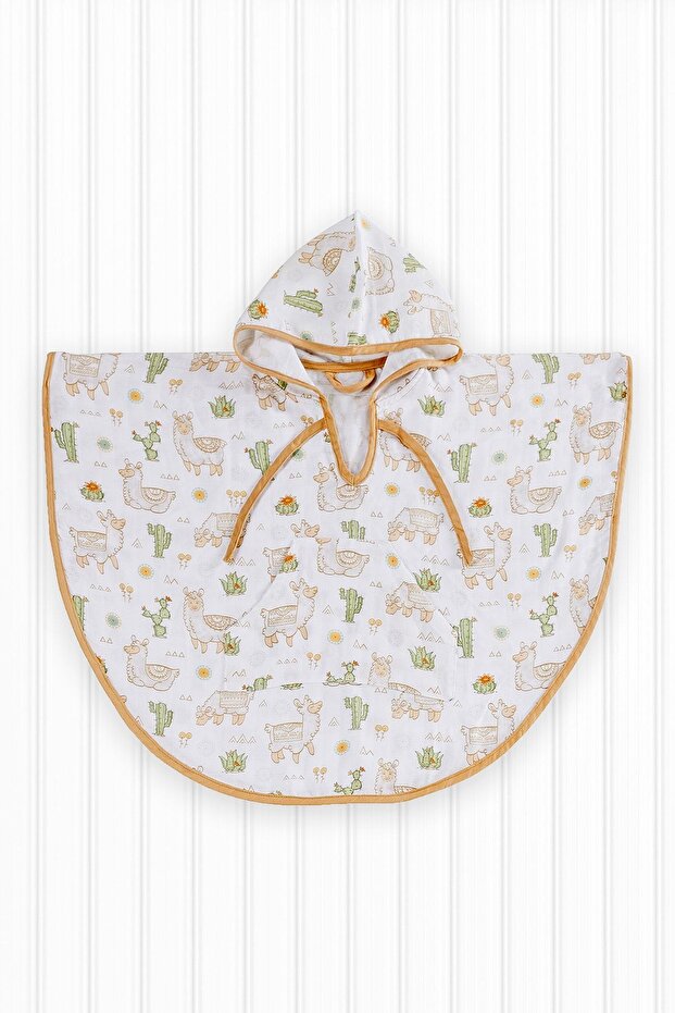 Lama Bambu - Pamuk Kapşonlu Müslin Panço - 1