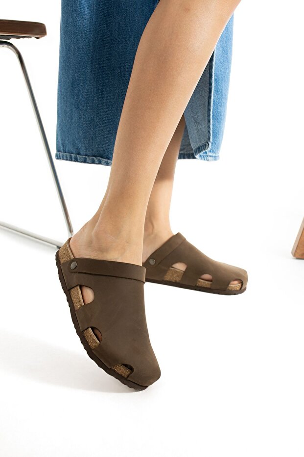 Dublin Mantar Taban Dana Derisi Anatomik Terlik - 1