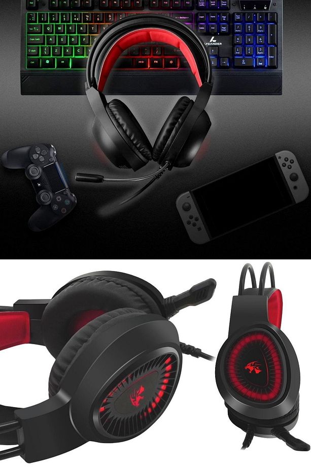 Oyuncu Gamer Ses Kasma Kulaklıklığı Pubg Call Of Duty Mikrafonlu Set Rgb Aydınlatmalı V1000 Model - 8
