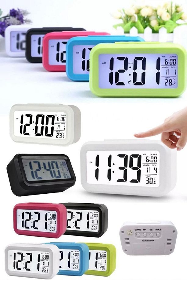 Dijital Akıllı Çalar Saat Elektronik Saat Masası Dijital Yatak Odası Çalışma Odası Masa Saati Stand - 4