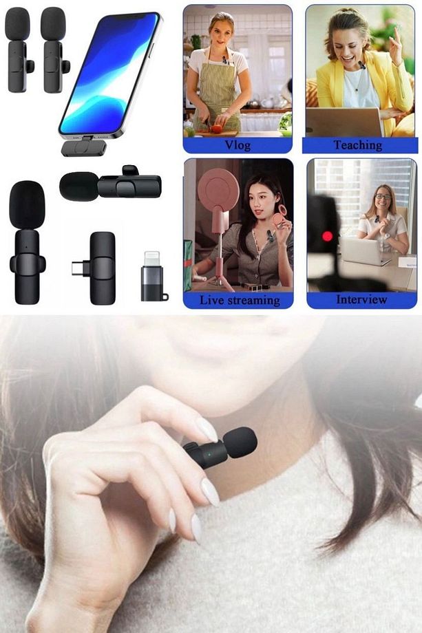 Type-c Android Uyumlu Kablosuz Yayıncılar Ve Ses Kayıt Için Yaka Mikrofunu Ses Kayıt Cihazı Siyah - 6