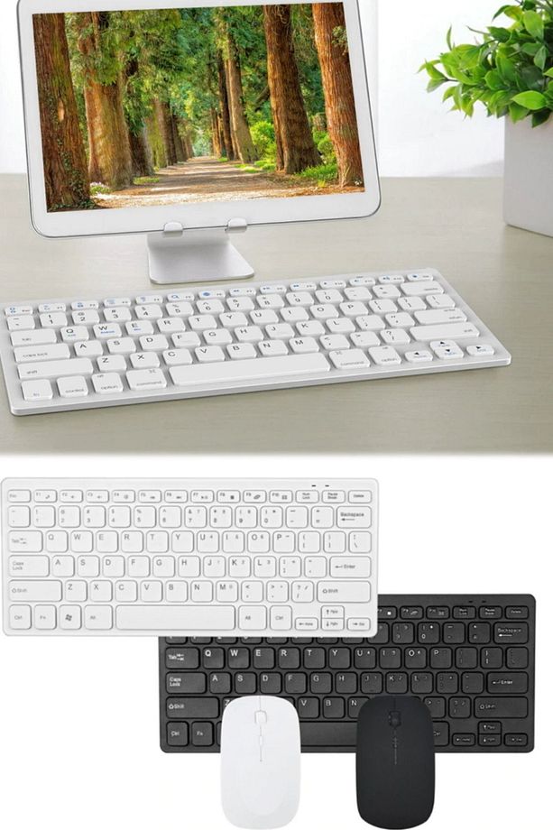 Kablosuz Mini Mac Klavye & Mause Seti Nazik Sessiz Tv Tablet Tüm Bilgisayar Ve Leptoplara Uyumlu - 7