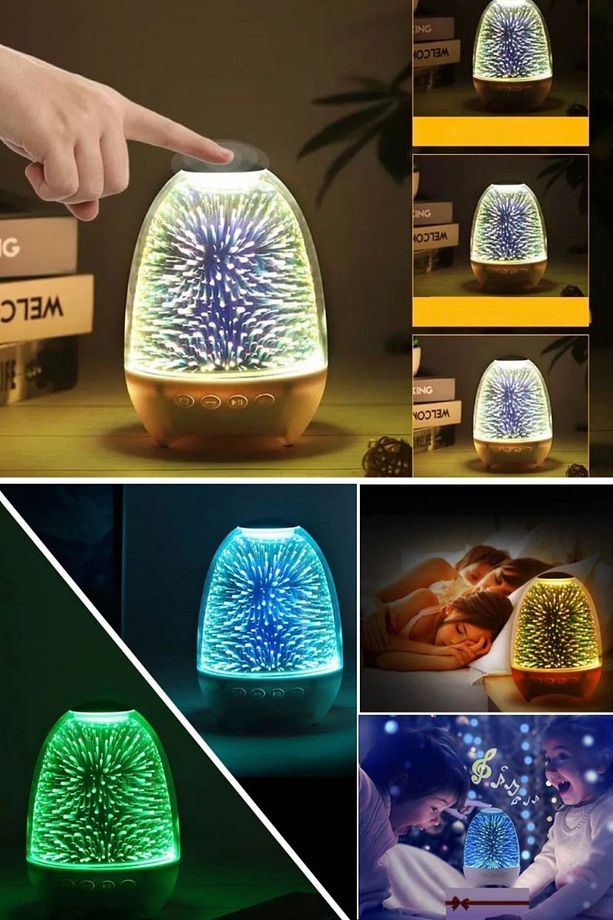 7 Renkli Dokumatik Speaker Gece Lambası Şarjlı Bluetooth Hoparlör Rengarenk Tatlı Gece Işığı Lambası - 7