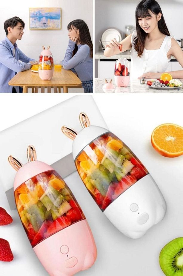Tavşan Güzel Şarj Edilebilir Taşınabilir Meyve Ev Usb Bardak Meyve Sıkacağı Blender Mikser Bardak - 2