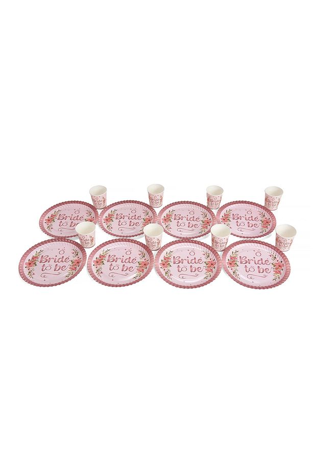 Bride To Be Yazılı Karton Tabak Bardak Seti BACHELORETTE-PLATE - 2