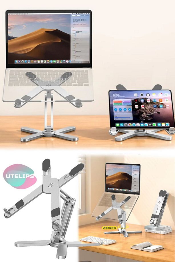X Şeklinde Stand 10 Kg Kadar Taşıyabilir X Leptop Standı 360 Derece Dönebilen Taban Katlanabilir - 5