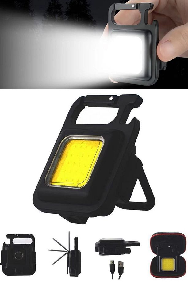 Küçük LED El Feneri Şarj Edilebilir Anahtarlık Mini El Feneri Modları Balıkçılık Yürüyüş Beyaz Led - 5