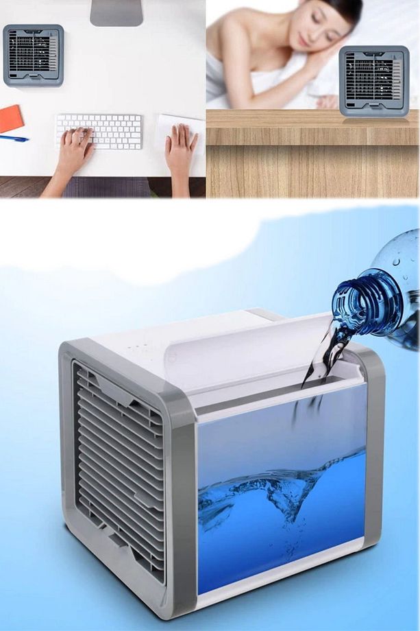 2 Adet Masa Üstü Su Ile Çalışan Akıllı Soğutucu Fan Mini Klima Profesyonel Oda Gamer Soğutucu Set - 7
