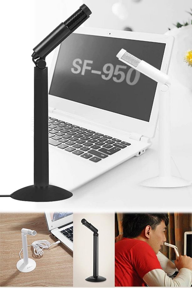 Mikrafon Canlı Ders Yayın Eğitim Desktop Youtub Profesyonel Microphone Masa Üstü Taşınabilir Standlı - 1