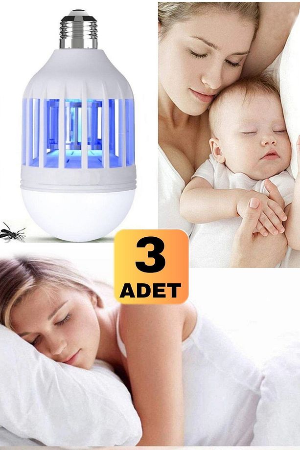 3 Adet 2 In 1 Ampul Ve Haşere Kovucu Oda Bebek Koruyucu Sinek Arı Kovucu Sivrisinek Gece Lambası E27 - 1