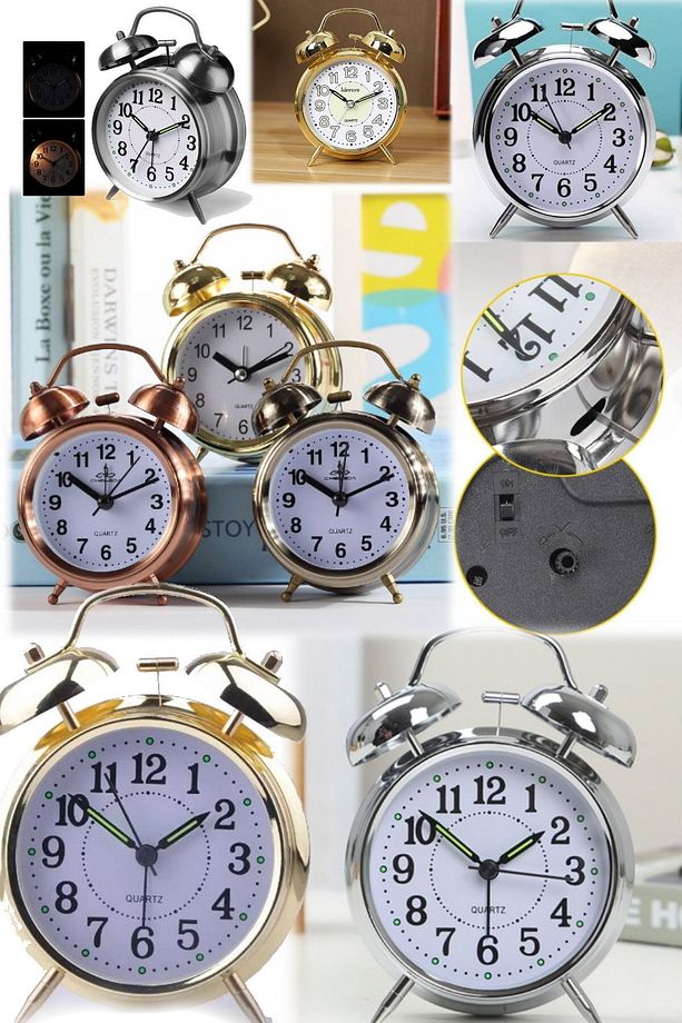 Çalışma Ve Yatak Odası Için Mükemmel Retro Metal Masa Saati Vintage Dekorasyonluk Çalar Saat Başucu - 5