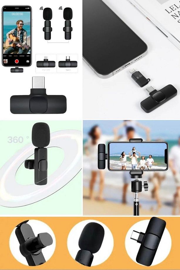 Type-c Android Uyumlu Kablosuz Yayıncılar Ve Ses Kayıt Için Yaka Mikrofunu Ses Kayıt Cihazı Siyah - 2