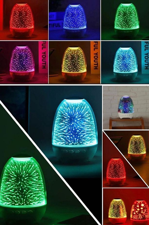7 Renkli Dokumatik Speaker Gece Lambası Şarjlı Bluetooth Hoparlör Rengarenk Tatlı Gece Işığı Lambası - 5