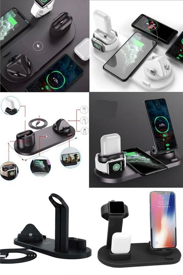 Universal Kablosuz Şarj Cihazı Cep Telefonu Şarj Aleti 6 In 1 Kaliteli Akıllı Saat Kulaklık - 7
