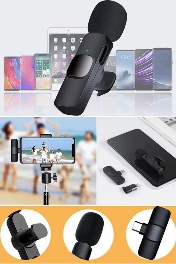 Type-c Android Uyumlu Kablosuz Yayıncılar Ve Ses Kayıt Için Yaka Mikrofunu Ses Kayıt Cihazı Siyah - 5