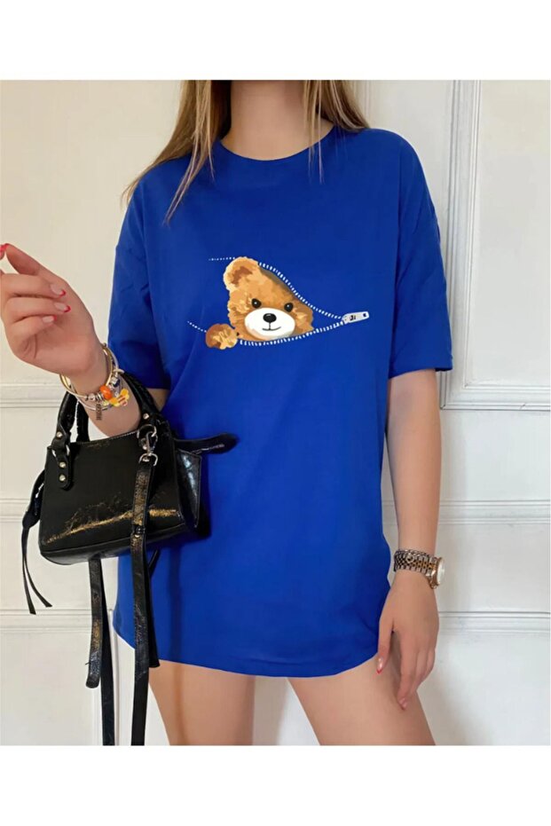 Teddy Bear Printed Oversize Pocket Out T-shirt