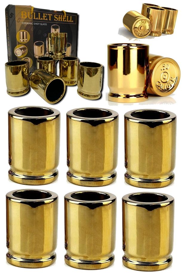 6 Adet Mermi Shot Bardak Seti Alkol Servis Eğlence Parti Shot Içki Takım Bardaklık Çekirdek Kalibre - 7