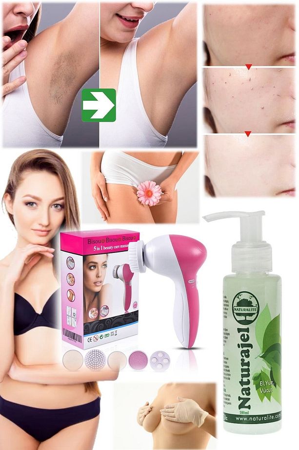 Tüm Vücut Peeling Jeli Beyazlatma Ve Gençleştirme 5 In 1 Peeling Fırçası & Cilt Bakım Seti 100ml - 1