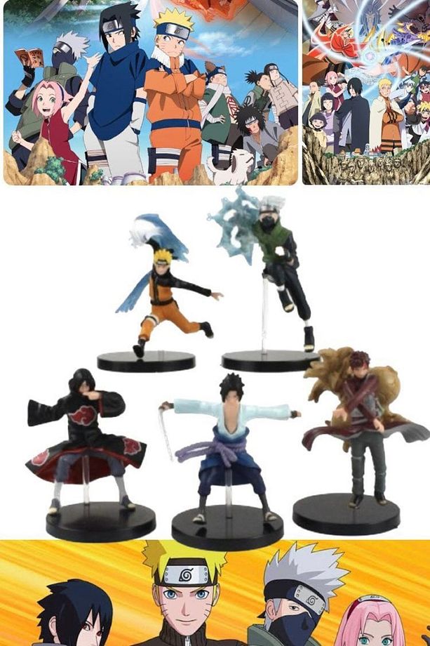 Masaüstü Figür Seti 5 Adet Şekil Modeli Japon Anime Uzumaki Naruto Hatake Kakashi Koleksiyon Set Şık - 1