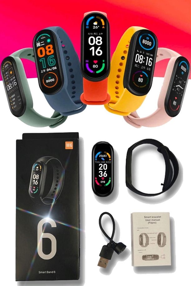 Ios & Android Uyumlu Bluetooth Pro Akıllı M6 Smart Bant Saat Bildirim Whatsapp Nabız Saat Waterproof - 5