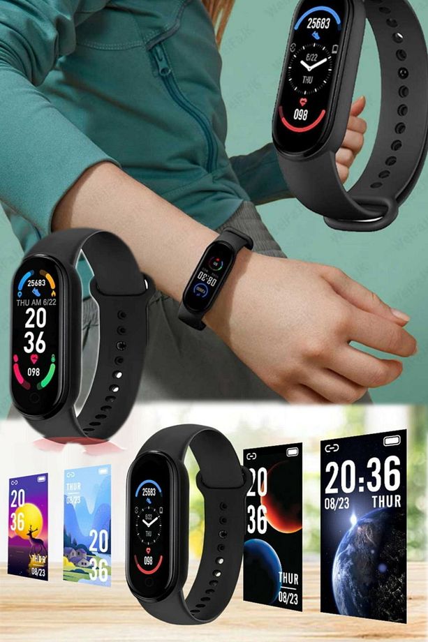 Ios & Android Uyumlu Bluetooth Pro Akıllı M6 Smart Bant Saat Bildirim Whatsapp Nabız Saat Waterproof - 2