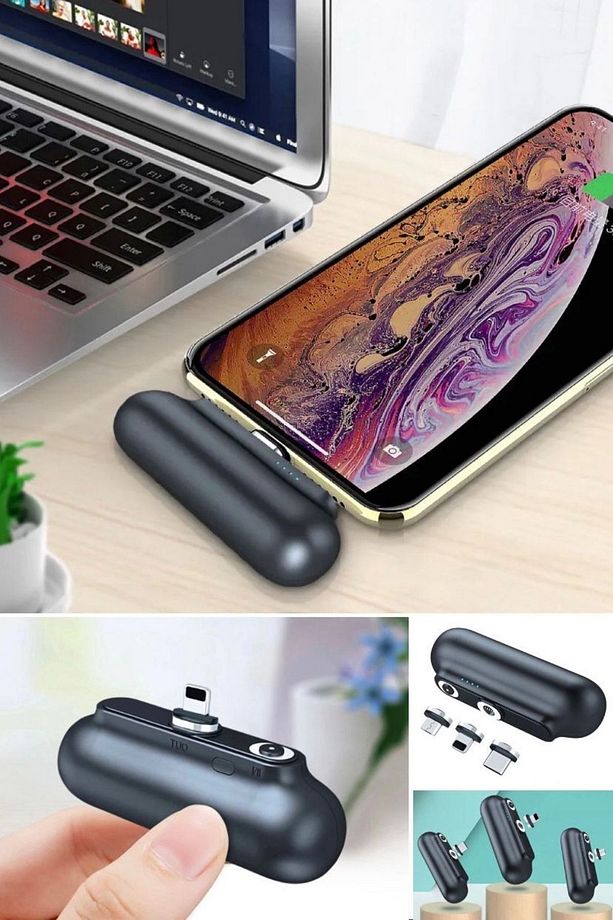2600mah Powerbank Manyetik Şarj Kapsül 3 In 1 Type-c & Micro Usb & Apple 3 Başlıklı Mini Taşınabilir - 8