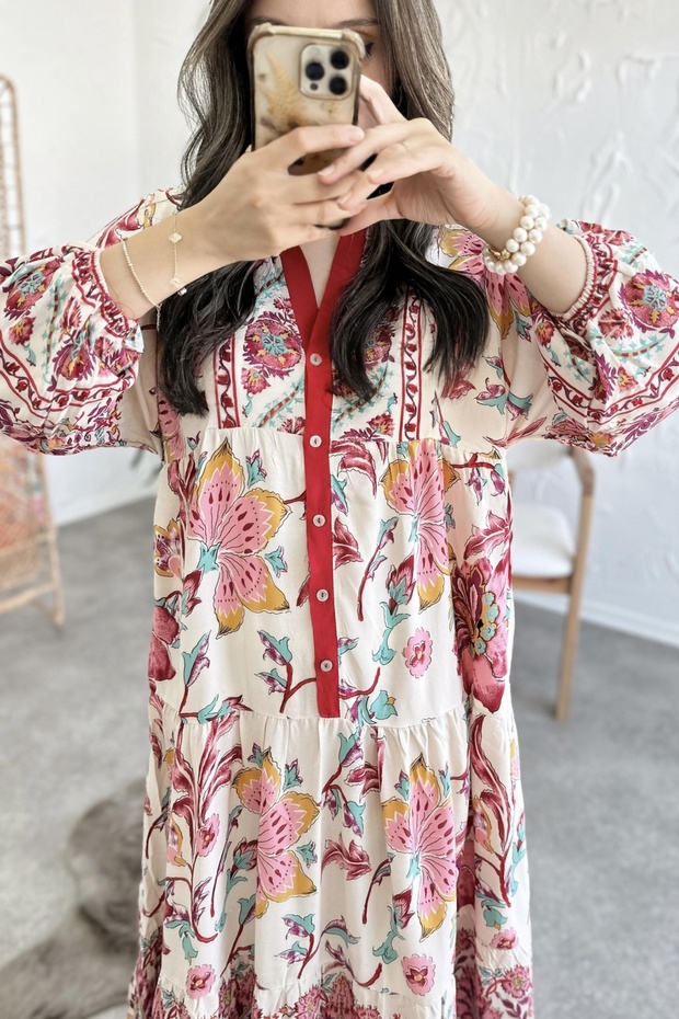 Katya Pembe Elbise - 4