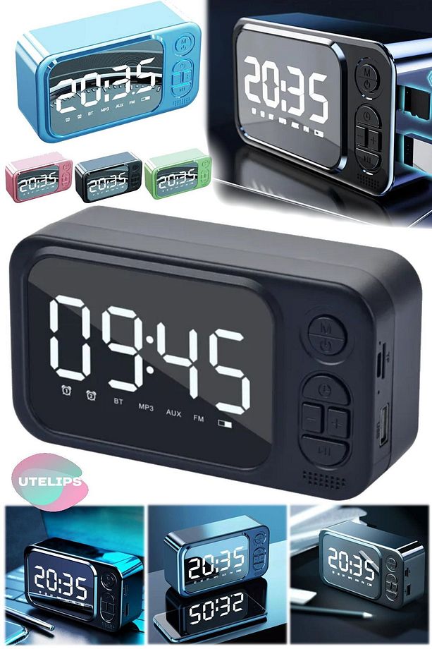 Yaratıcı Çalar Saat Bluetooth Pro Hoparlör Açık Taşınabilir Taşınabilir Kablosuz Alarmlı Masa Saati - 4