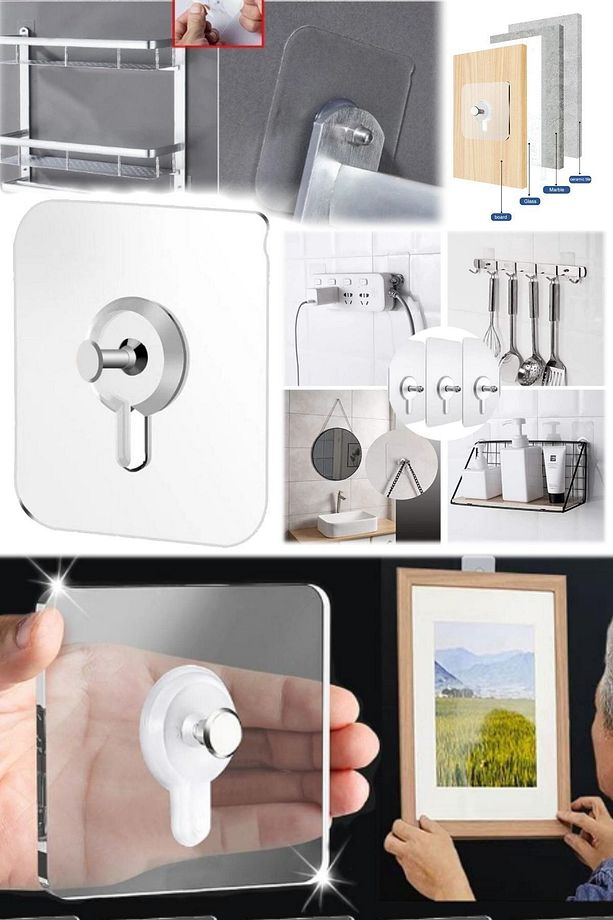 Mutfak Banyo Vida Kancası Çıkartma Duvar Delmeden Yapışkanlı Çivi Vida Askı Duvar Tablo Çerçeve Çivi - 2