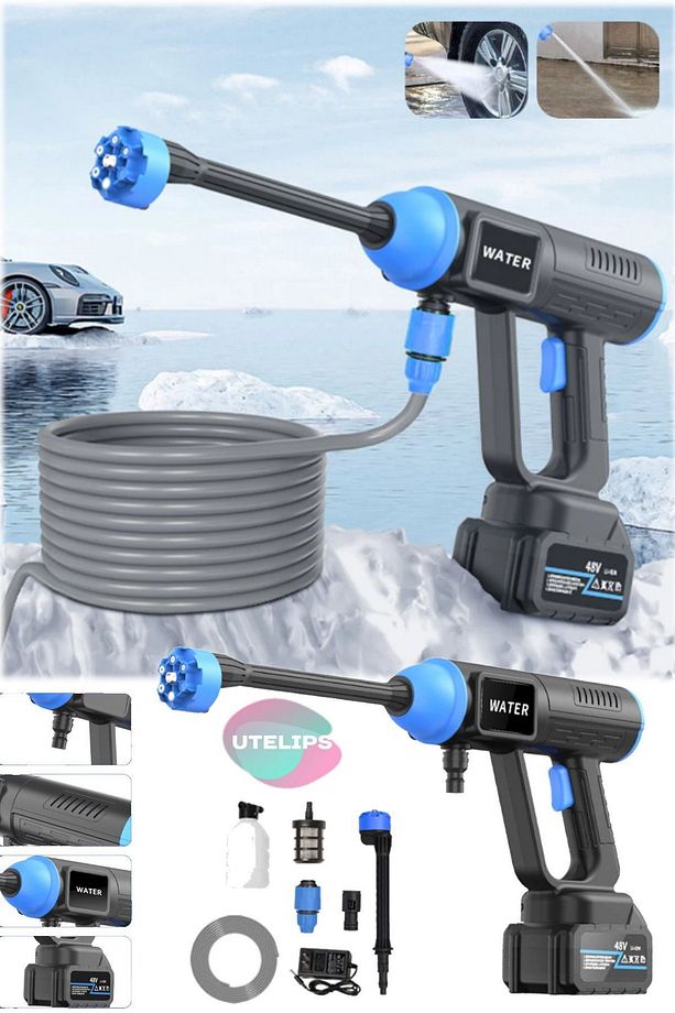 Fırçasız Elektrikli Yüksek Basınçlı Yıkama Akülü Araba Yıkama Püskürtme Tabancası Makina Zemin Araba - 1