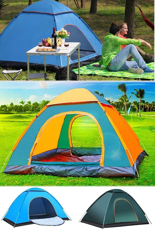 Su Geçirmez 3 Kişilik Profesyonel Otomatik Çadır Tek Hamlede Açılan Büyük Boy Kamp Çadırı Outdoor - 4
