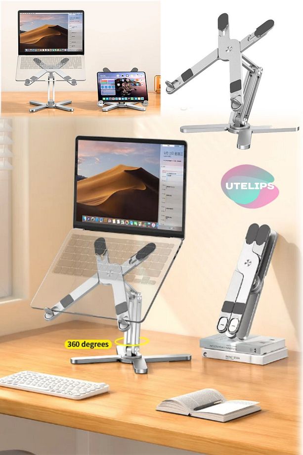 X Şeklinde Stand 10 Kg Kadar Taşıyabilir X Leptop Standı 360 Derece Dönebilen Taban Katlanabilir - 4