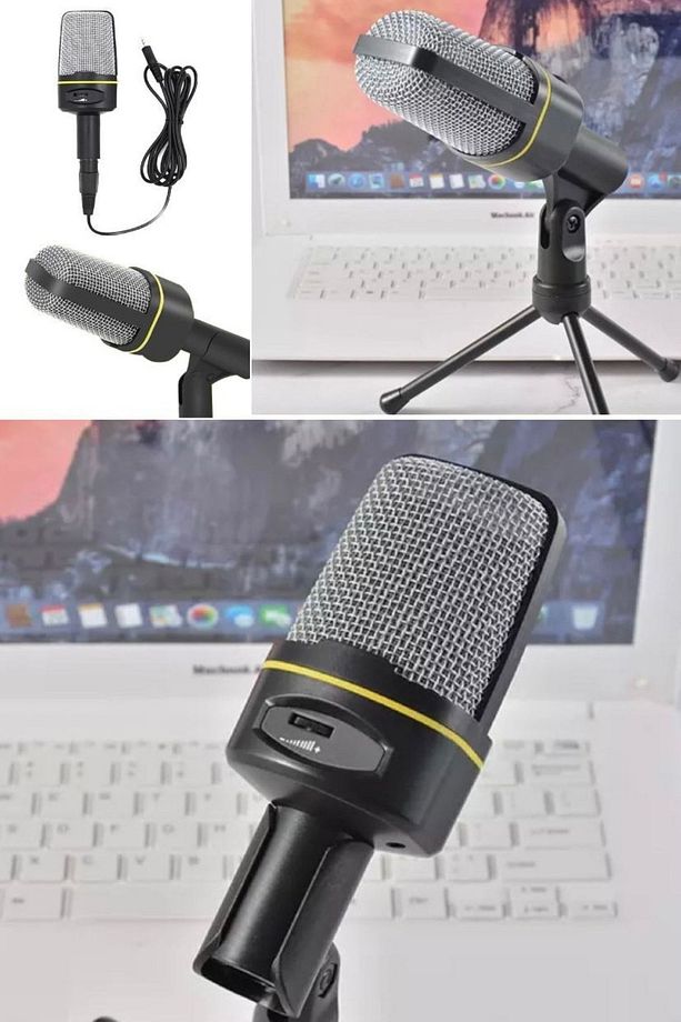 Profesyonel Kayıt Mikrofonu Tripod Standı Ile 35mm Fiş Uyumlu Bilgisayar Pc Masaüstü Için 3.5mm - 5