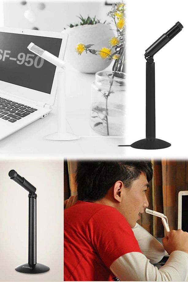 Mikrafon Canlı Ders Yayın Eğitim Desktop Youtub Profesyonel Microphone Masa Üstü Taşınabilir Standlı - 3