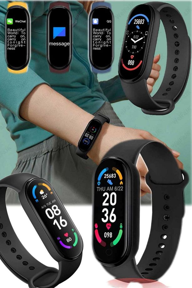 Ios & Android Uyumlu Bluetooth Pro Akıllı M6 Smart Bant Saat Bildirim Whatsapp Nabız Saat Waterproof - 3