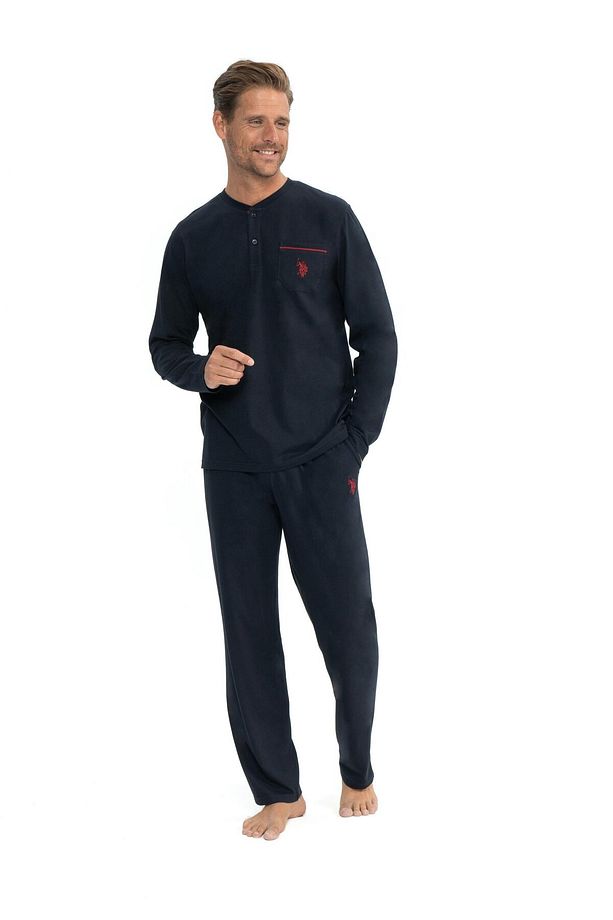 %100 Pamuklu, 5'li Çeyizlik Set Robdöşambr, Pijama ve Şort Takımı Lacivert - 4