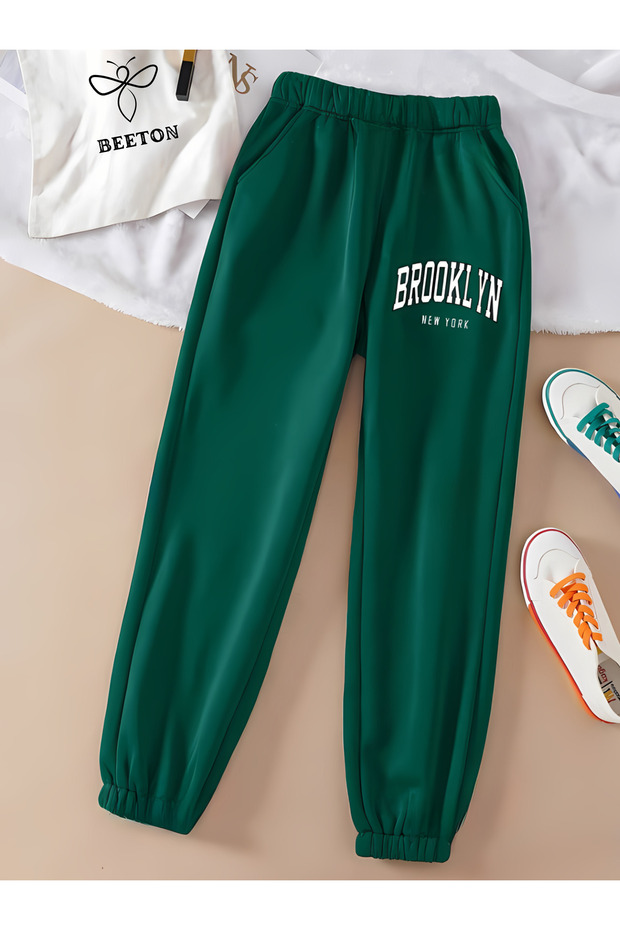 Brooklyn New York Sweatpants - Printed Elasticated High-Waist