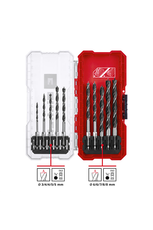 10 Parça Ahşap delme uç seti, S-CASE kutu - 3