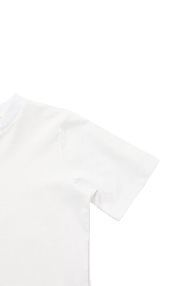 Beyaz Kız Çocuk %100 Pamuk Hayvan Baskılı Regular/Normal Kalıp Kısa Kol Örme T-Shirt TKDSS24TS00046 - 5