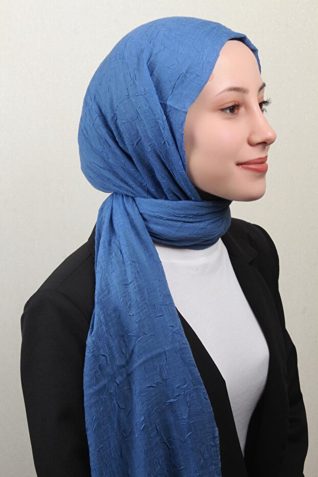 Bambu Kraşlı Şal 2724-23 Indigo - 1