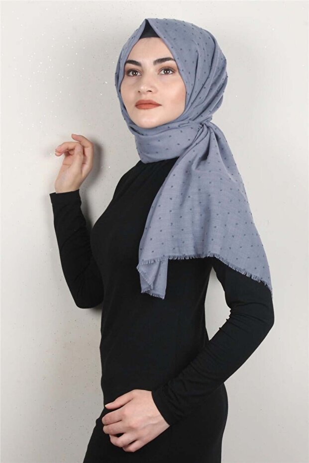 Pamuklu Pıt Pıt Şal 3092-15 Gri - 1