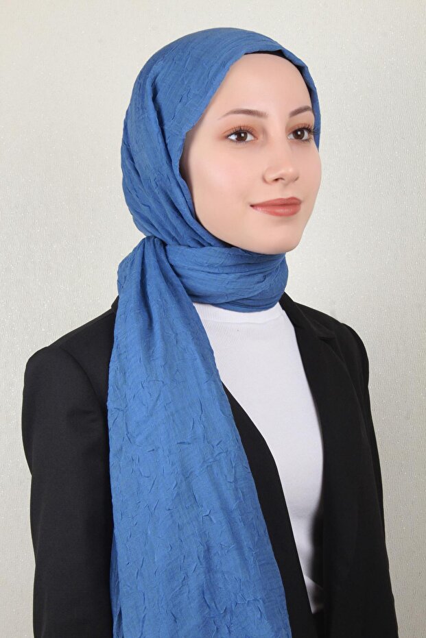 Bambu Kraşlı Şal 2724-23 Indigo - 2