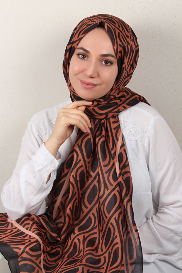 Soft Touch Şal 2778-7 Siyah-Turuncu - 1