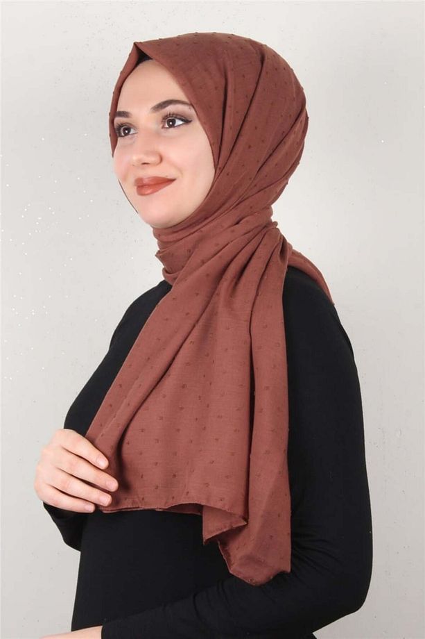 Pamuklu Pıt Pıt Şal 3092-39 Açık Kahverengi - 1