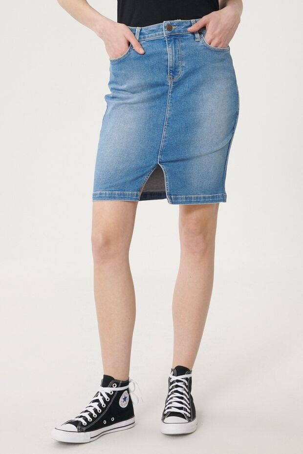 Regular Fit Denim Kot Etek - 1