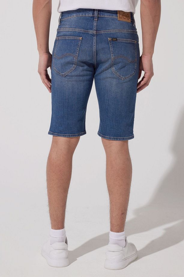 Regular Fit Normal Keism Normal Bel Mavi Esnek Jean Kot Şort - 5
