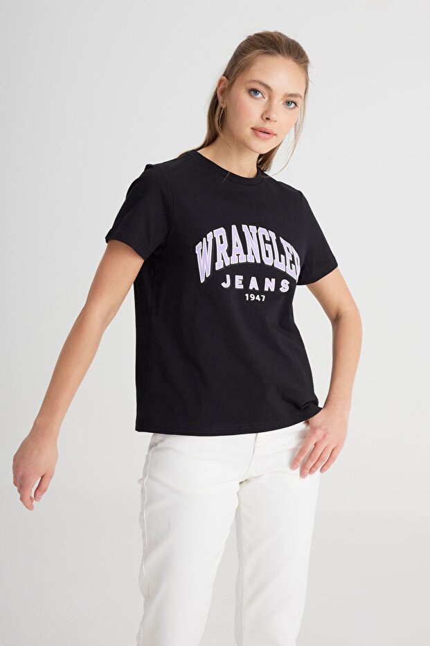 Regular Fit Regular Cut Crew Neck 100% Cotton Black T-Shirt