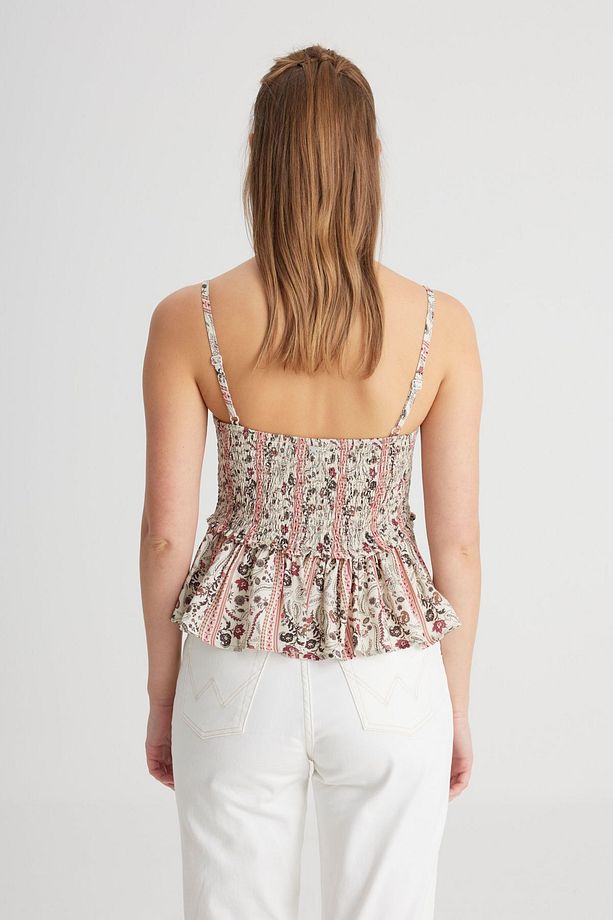 Regular Fit Normal Kesim Kalp Yaka Mürdüm Rengi Bluz - 5
