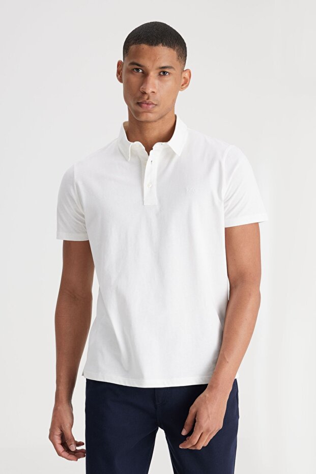 Koszulka polo z kołnierzykiem Regular Fit Regular Cut, 100% bawełny, biała - 2